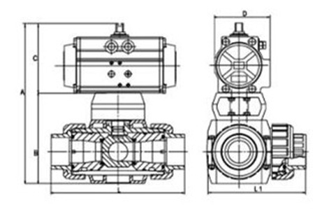 Q615S氣動塑料三通球閥(圖2)